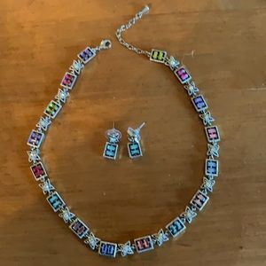 Gemstone necklace and earrings